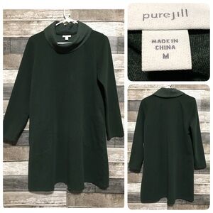 J Jill Sweatshirt Dress Women’s M Forest Green Pockets Cotton Blend (Read)